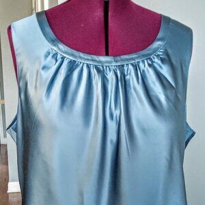 Semantiks Slate Blue Silk Sleeveless Top